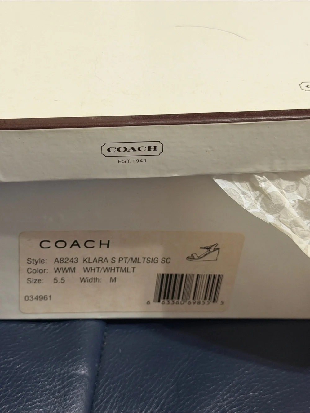 Coach Cream Patent Leather Slingback Sandals with Multicolor Insole